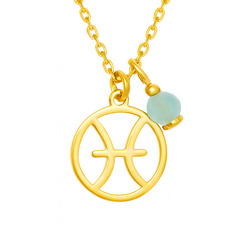 Naszyjnik ZNAK ZODIAKU RYBY AKWAMARYN SREBRO p 925