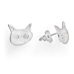 Srebrne kolczyki - KOT KOTKI cyrkonie - SREBRO 925
