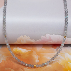 Naszyjnik naturalny LABRADORYT srebro 925 złocone