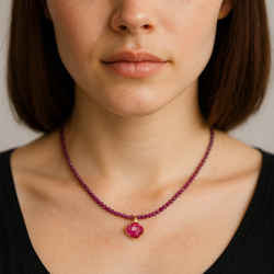 Naszyjnik naturelny RUBIN AMULET -  srebro p 925 