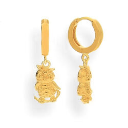 Srebrne kolczyki SOWA 3D - SREBRO p. 925 POZŁOCONE