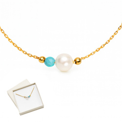 Naszyjnik naturelny PERŁA TURKUS -  srebro p 925