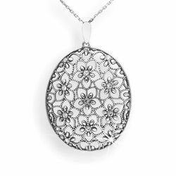 Srebrny DUŻY ażurowy naszyjnik cyrkonie SREBO 925