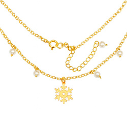 Srebrny naszyjnik PERŁY SWAROVSKI i ŚNIEŻYNKA 925