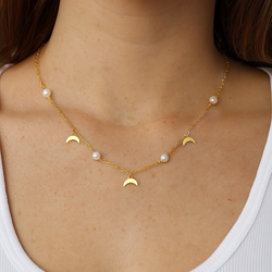 Naszyjnik LUNULA I PERŁY naturalne SREBRO - NEW!