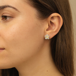 Srebrne kolczyki KWIATY NIEZAPOMINAJKI SREBRO 925