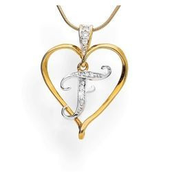 Zawieszka - literka w sercu - F - Srebro pr. 925