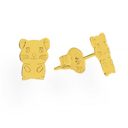 SZTZ-743 Silver earrings HAMSTER - Sterling Silver 925 Gold Plated
