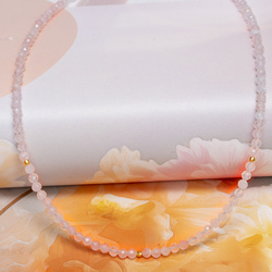 Naszyjnik naturalny KWARC RÓŻOWY - srebro 925 