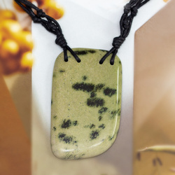 Naszyjnik DUŻY JASPIS  NA SZNURKU - SREBRO p.925