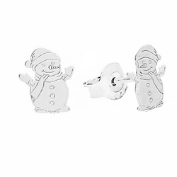 SZTP-748 Silver earrings SNOWMAN CHRISTMAS - Silver 925 Rhodium Plated