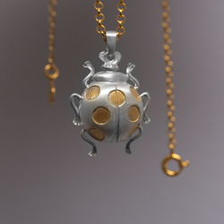 Srebrny naszyjnik - duża biedronka - srebro p.925