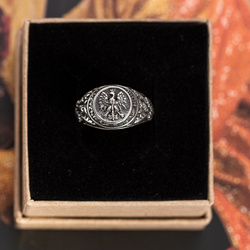 Sygnet - Bóg,  Honor, Ojczyzna pr. 925 Oksydowane