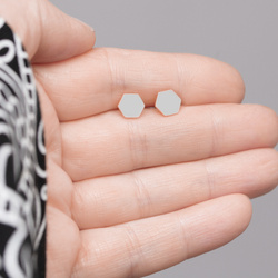 Silver honeycomb earrings 7mm - RHODIUM