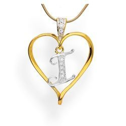 Zawieszka - literka w sercu - I - Srebro pr. 925