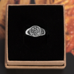 Sygnet - Orzeł w koronie pr. 925 Oksydowane