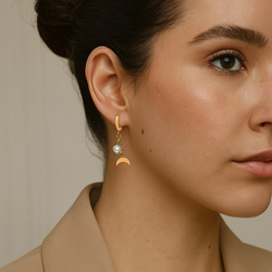 Kolczyki LUNULA i PERŁA naturalna SREBRO - NEW!