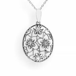 Srebrny ażurowy naszyjnik -  cyrkonie - SREBO 925