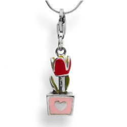 Srebrna zawieszka charms - KWIAT TULIPAN pr. 925