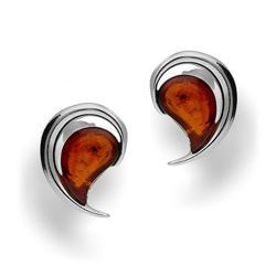 Srebrne kolczyki sztyfty BURSZTYN - SREBRO pr. 925