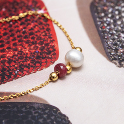 Naszyjnik naturelny PERŁA RUBIN -  srebro p 925