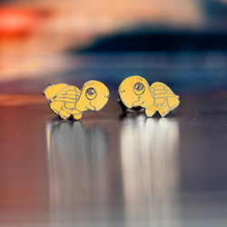 Srebrne kolczyki ŻÓŁW -SREBRO  p. 925  POZŁACANE