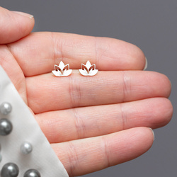 SZT-340A Silver earrings LOTUS FLOWER - Sterling Silver 925