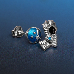 Srebrne kolczyki sztyfty KOSMOS PLANETA - p. 925