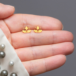 SZTZ-340A Silver earrings LOTUS FLOWER - Sterling Silver 925 Gold Plated