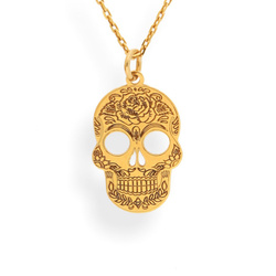 Necklace SKULL - CALAVERA - Sterling Silver 925 Gold Plated