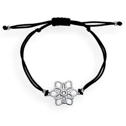 Bransoletka sznurkowa KWIAT - SREBRO p 925