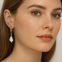 Kolczyki GRANATY PERŁY SWAROVSKI -  srebro p 925 