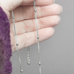 Solidny łańcuszek naszyjnik z kulkami SREBRO p 925