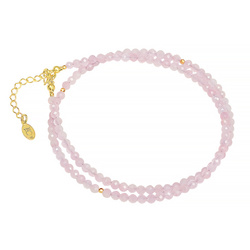 Naszyjnik naturalny KWARC RÓŻOWY - srebro 925