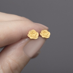 SZTZ-729 Silver earrings FLOWER ROSE - Sterling Silver 925 Gold Plated