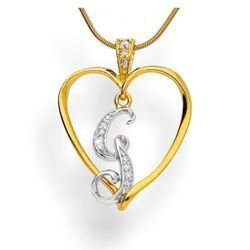 Zawieszka - literka w sercu - G - Srebro pr. 925