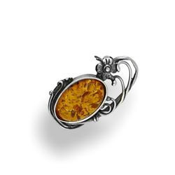 Srebrna broszka BURSZTYN - SREBRO pr. 925