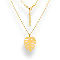 Srebrny naszyjnik pozłacany MONSTERA listek p 925