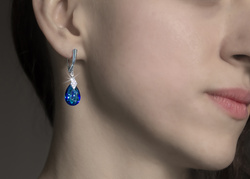 Srebrny naszyjnik niebieska kropla Swarovski p 925