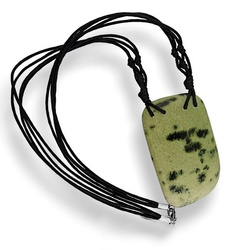 Naszyjnik DUŻY JASPIS  NA SZNURKU - SREBRO p.925