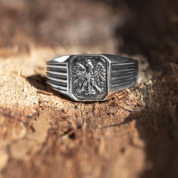 Sygnet - Orzeł w koronie pr. 925 Oksydowane