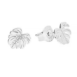SZTP-750 Silver earrings MONSTERA LEAF - Sterling Silver 925 Rhodium Plated
