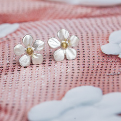 Srebrne kolczyki KWIATY NIEZAPOMINAJKI SREBRO 925