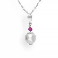 Srebrny naszyjnik naturalny RUBIN SWAROVSKI PERŁA