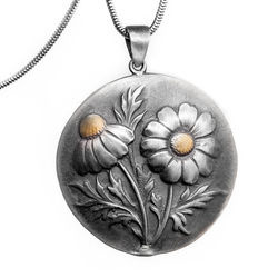 Srebrna duża zawieszka MARGARETKI KWIATKI SREBRO