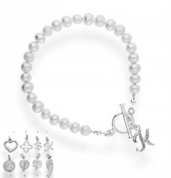 Srebrna bransoletka naturalne perły - srebro 925