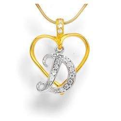 Zawieszka - literka w sercu - D - Srebro pr. 925