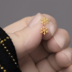 SZTZ-758 Silver earrings SNOWFLAKE - Sterling Silver 925 Gold Plated