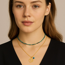 Naszyjnik ZNAK ZODIAKU KOZIOROŻEC JASPIS TURKUSOWY