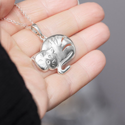 Srebrny naszyjnk duży KOT KOTEK - SREBRO p. 925 